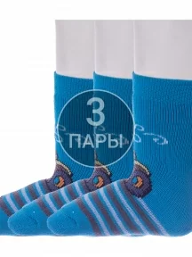 Комплект из 3 пар детских махровых носков Брестские (БЧК), 3-14С3060, рис. 435, БИРЮЗОВЫЕ