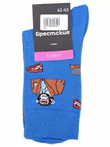 Мужские носки Брестские (БЧК), 16С2127, рис. 526, ЯРКО-СИНИЕ