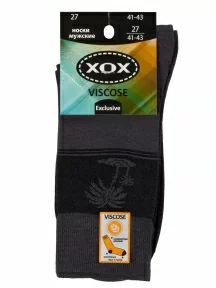 Мужские носки из вискозы ХОХ, X-1202, ТЕМНО-СЕРЫЕ