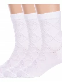 Комплект из 3 пар детских носков Альтаир, 3-С35, БЕЛЫЕ