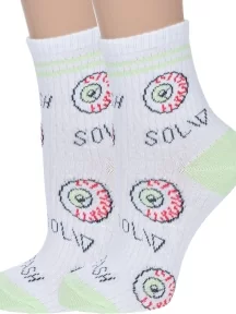 Комплект из 2 пар детских носков VASILINA, 2-2С2349, БЕЛО-САЛАТОВЫЕ