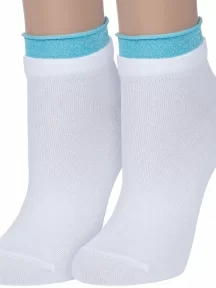 Комплект из 2 пар женских носков Conte, 2-12С-32СП, рис. 035, БЕЛЫЕ С БЛЕДНО-БИРЮЗОВЫМ