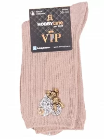 Женские носки Hobby Line, Нжвип1000-03, БЕЖЕВЫЕ
