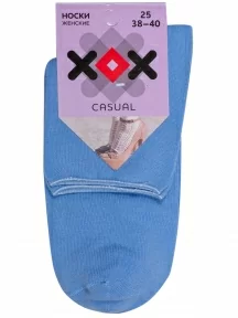 Женские носки без резинки ХОХ, G-1406, ГОЛУБЫЕ