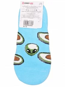 Женские ультракороткие носки Hobby Line, ННЖ18-09-02, ГОЛУБЫЕ