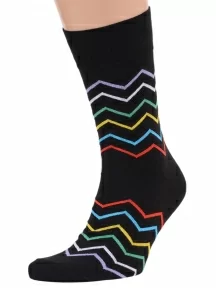 Комплект из 2 пар мужских носков MSCLUB №М43, 2-nm-465, ЧЕРНЫЕ с зигзагами