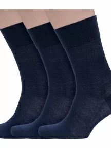 Комплект из 3 пар мужских носков Grinston socks (PINGONS) из 100% микромодала, 3-15D7, ТЕМНО-СИНИЕ