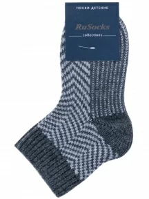 Детские полушерстяные носки RuSocks (Орудьевский трикотаж), Д-382, ТЕМНО-СЕРЫЕ с белым, рис. 0