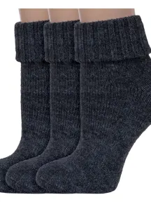 Комплект из 3 пар женских шерстяных носков RuSocks (Орудьевский трикотаж) ТЕМНО-СЕРЫЕ (3-Ж-195)