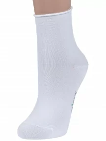 Женские носки без резинки из мерсеризованного хлопка Grinston socks (PINGONS), 15D22, БЕЛЫЕ