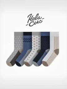 Набор из 5 пар мужских носков "Нева-Сокс", НС-5-НМ46, микс "Зима в деревне"