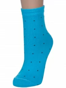 Женские носки VASILINA, 2С3206, ЯРКО-ГОЛУБЫЕ с черными точками
