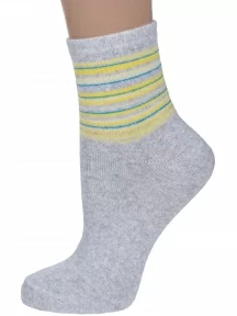 Женские носки Альтаир, С46, СВЕТЛО-СЕРЫЕ с желтыми полосками