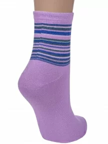 Женские носки Альтаир, С46, СИРЕНЕВЫЕ с сине-зелеными полосками