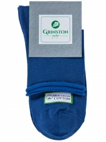 Комплект из 3 пар женских носков без резинки Grinston socks (PINGONS) из мерсеризованного хлопка, 3-15D22, СИНИЕ
