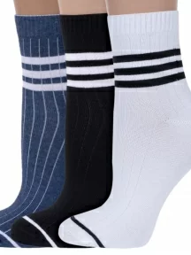 Комплект из 3 пар женских носков с ослабленной резинкой ХОХ, 3-G-1407, микс 2