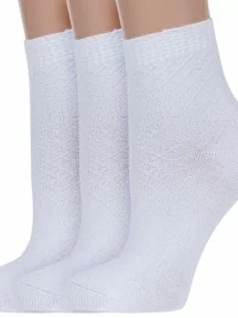 Комплект из 3 пар женских бамбуковых носков ХОХ, 3-G-223, БЕЛЫЕ