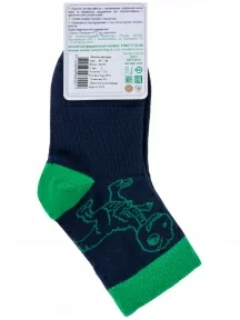 Детские носки "Борисоглебский трикотаж", 8С740, ТЕМНО-СИНИЕ с салатовым