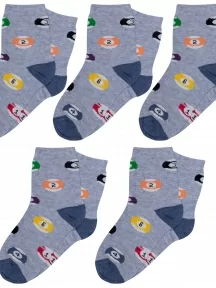 Комплект из 5 пар детских носков RuSocks (Орудьевский трикотаж), 5-Д3-13499, рис. 05, СВЕТЛО-СЕРЫЕ