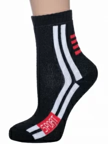 Детские махровые носки Hobby Line, 7480, ЧЕРНЫЕ с белыми полосками