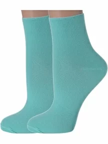 Комплект из 2 пар женских носков без резинки ХОХ, 2-G-1406, БИРЮЗОВЫЕ
