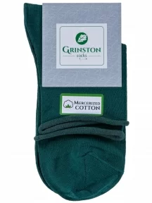 Комплект из 3 пар женских носков без резинки Grinston socks (PINGONS) из мерсеризованного хлопка, 3-15D22, ЗЕЛЕНЫЕ