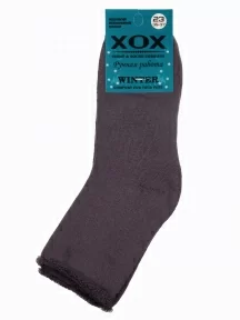 Женские махровые носки без резинки ХОХ, Z-1482, СЕРЫЕ