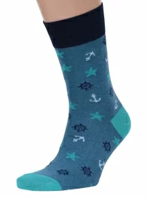 Мужские носки MSCLUB №М29, nm-313, ТЕМНО-БИРЮЗОВЫЕ с якорями