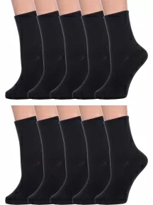 Комплект из 10 пар женских носков с ослабленной резинкой Альтаир, 10-М198, ЧЕРНЫЕ
