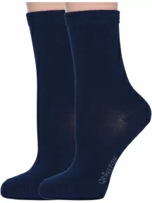 Комплект из 2 пар женских бамбуковых носков Grinston socks (PINGONS), 2-17D2, СИНИЕ