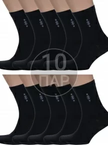 Комплект из 10 пар мужских носков Альтаир, 10-С7, ЧЕРНЫЕ