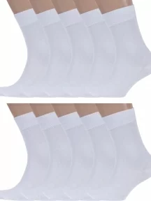 Комплект из 10 пар мужских носков DiWaRi, 10-7С-23СП, рис. 000, БЕЛЫЕ