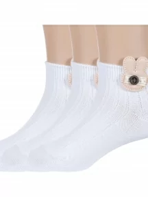 Комплект из 3 пар детских носков с аппликацией "Борисоглебский трикотаж", 3-8С972, БЕЛЫЕ
