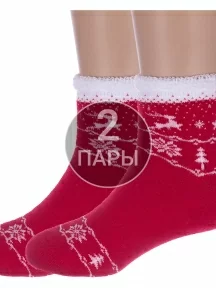 Комплект из 2 пар детских махровых носков "Красная ветка", 2-С-645, КРАСНЫЕ