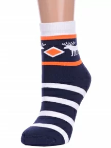 Комплект из 2 пар женских махровых носков ХОХ, 2-GZ-3R17, ТЕМНО-ДЖИНСОВЫЕ С ОЛЕНЯМИ