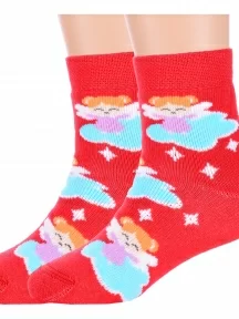 Комплект из 2 пар детских махровых носков Брестские (БЧК), 2-14С3060, рис. 168, ВИШНЕВЫЕ
