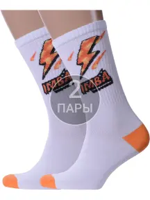 Комплект из 2 пар спортивных носков Брестские (БЧК) рис. 175 БЕЛЫЕ (2-21С4201)