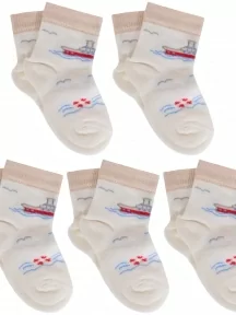 Комплект из 5 пар детских носков LORENZLine, 5-Л87, КРЕМОВЫЕ