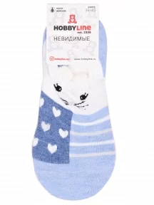 Женские ультракороткие носки Hobby Line, ННЖ16-15-20, ГОЛУБЫЕ