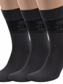 Комплект из 3 пар мужских носков из вискозы ХОХ, 3-X-1202, ТЕМНО-СЕРЫЕ