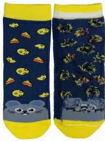 Детские махровые носки "Красная ветка", С-653, СИНИЕ с желтым