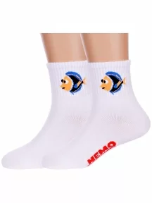 Комплект из 2 пар детских спортивных носков Hobby Line БЕЛЫЕ (2-Ндх3594)