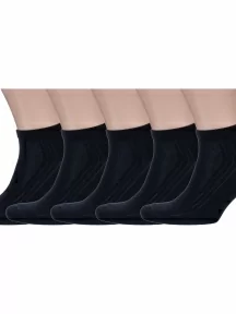Комплект из 5 пар мужских спортивных носков DiWaRi, 5-7С-37СП, рис. 018, ЧЕРНЫЕ