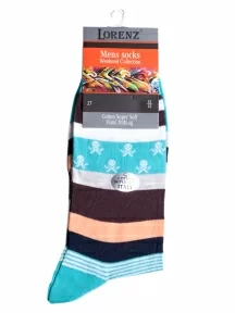 Мужские носки LORENZline, Е23, БИРЮЗОВЫЕ С ЧЕРЕПАМИ