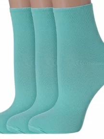 Комплект из 3 пар женских носков без резинки ХОХ, 3-G-1406, БИРЮЗОВЫЕ