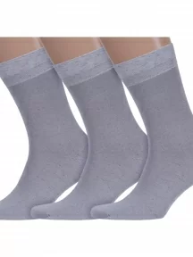 Комплект из 3 пар мужских носков ХОХ из вискозы и льна, 3-X-1107, СЕРЫЕ