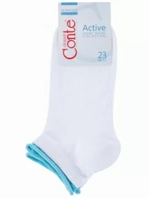 Женские короткие носки Conte, 12С-32СП, рис. 035, БЕЛЫЕ С БЛЕДНО-БИРЮЗОВЫМ