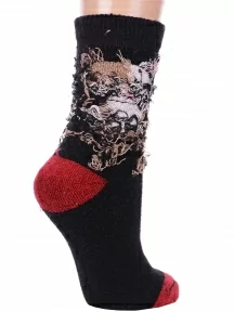 Женские теплые махровые носки Hobby Line, Нжамв6008-11, ЧЕРНЫЕ