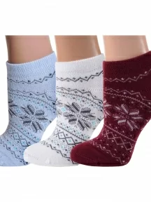 Комплект из 3 пар женских полушерстяных носков Grinston socks (PINGONS), 3-17D4, микс 1