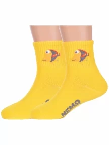 Комплект из 2 пар детских спортивных носков Hobby Line ЖЕЛТЫЕ (2-Ндх3594)